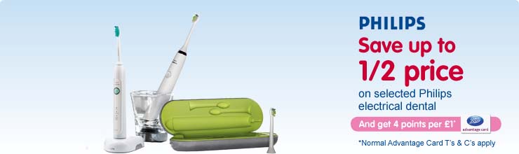 Save up to 1/2 on Philips electric toothbrushes 
